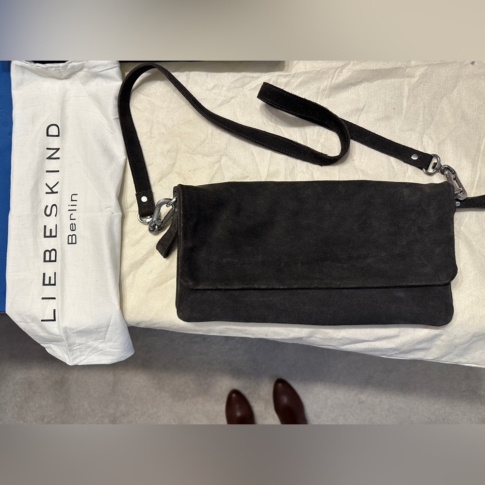 Liebeskind Gray Suede Crossbody Bag